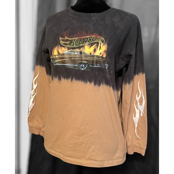 Hot Wheels Black & Brown Dip Dye Long Sleeve Flame Car Graphic - Picture 3 of 14